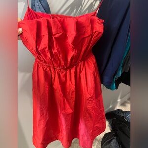 Anthropologie red strapless dress